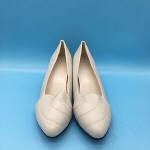 Beige Women Closed Round Toe Pumps Low Heels Shoes
